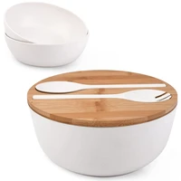 salad bowl with lid setbamboo fiber salad serving bowl with lid spoon and forksalad mixing bowl for pasta and fruits