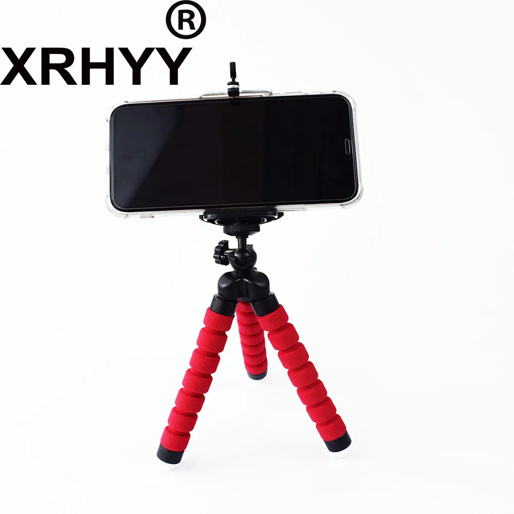 Гибкий портативный штатив с красной губкой для телефона регулируемый держатель