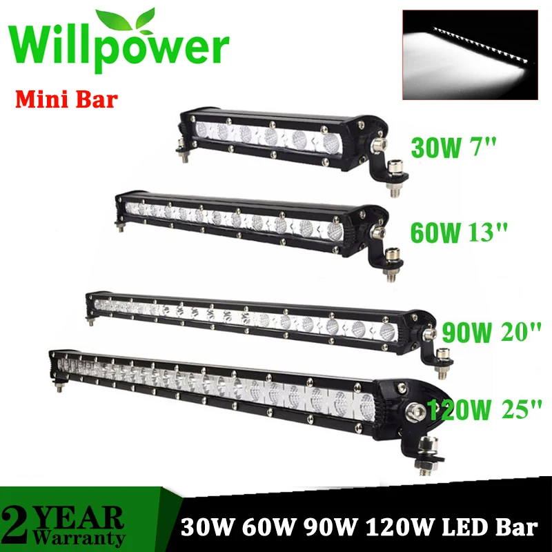 Тонкая Светодиодная панель Willpower 30 Вт 60 90 120 для внедорожника прожекторная фара
