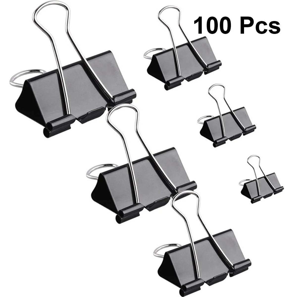 

100PCS Metal Binder Clips Paper Clamp Clips Dovetail Design Clamps for School Office (Black)