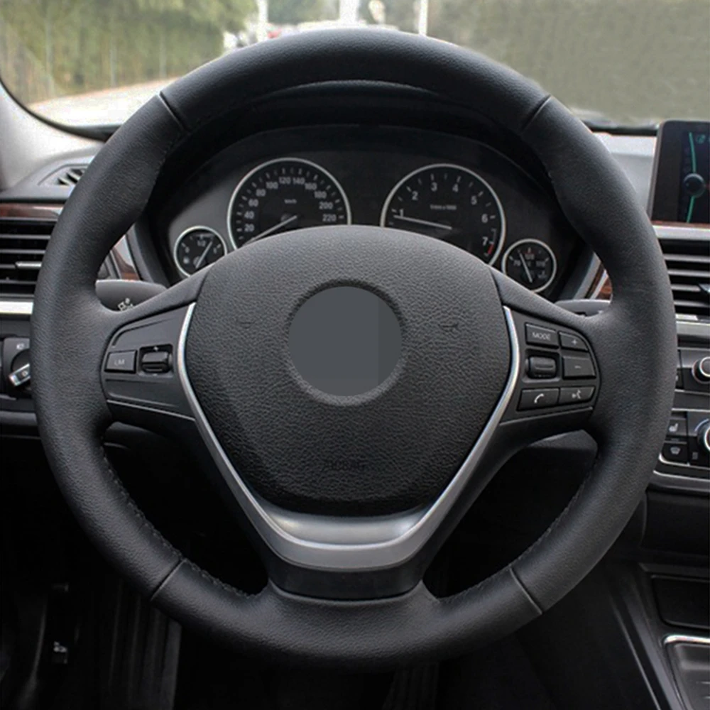 Чехол рулевого колеса автомобиля ручной работы черная замша кожа для BMW F20 2012-2018 F45