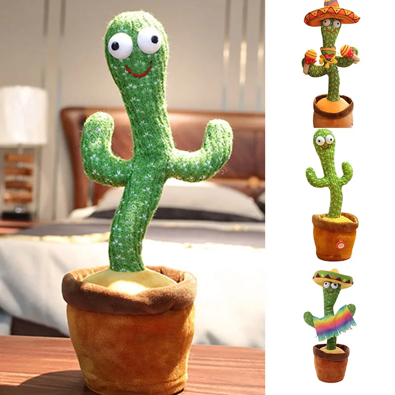 

Hot Sale Cactus Dancing Car Ornament USB Long lasting Shaking Head Dashboard Decor Toy with Recording Function Xams Gift for Kid