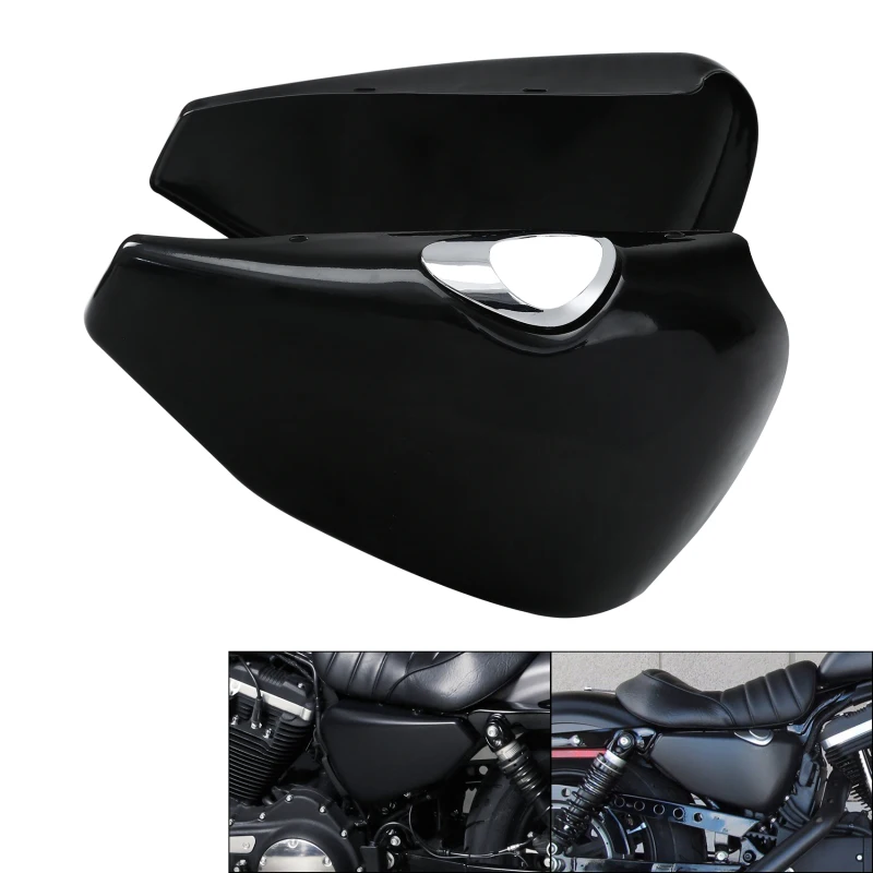 Комплект левой и правой черной крышки аккумулятора для мотоцикла Harley Sportster XL 883
