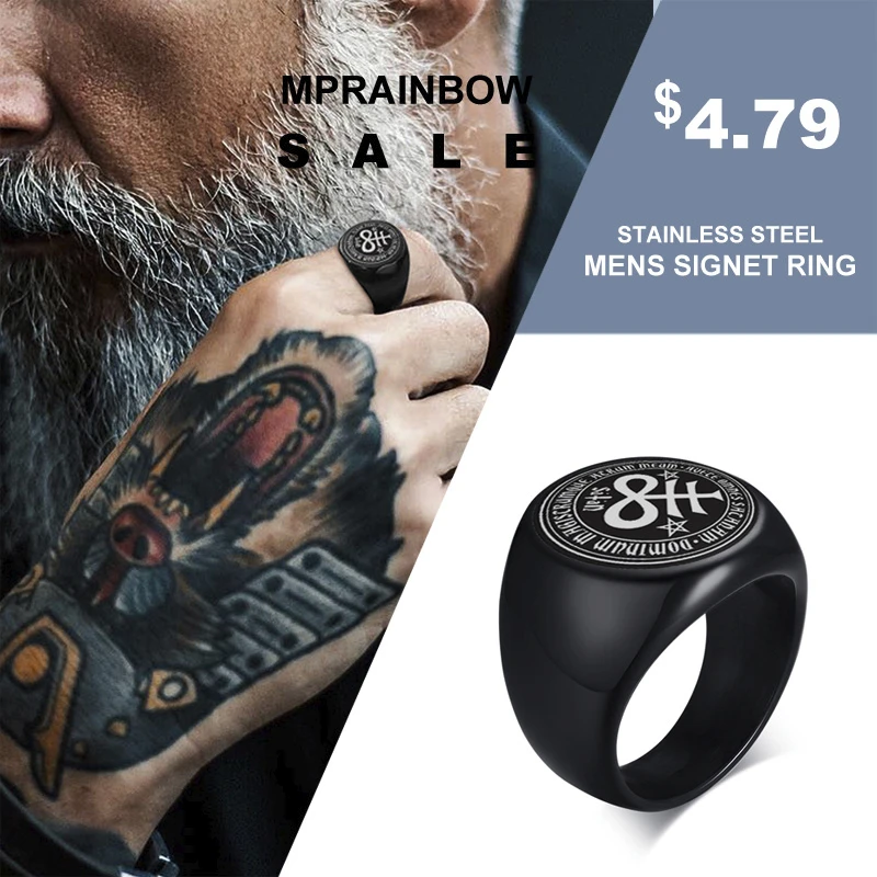 Персонализированное мужское достойное кольцо печатка из нержавеющей