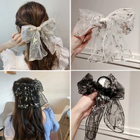 2021 new women large bow hairpin chiffon mesh big bowknot chiffon ribbon hairband clip lady girls spring clip hair accessory