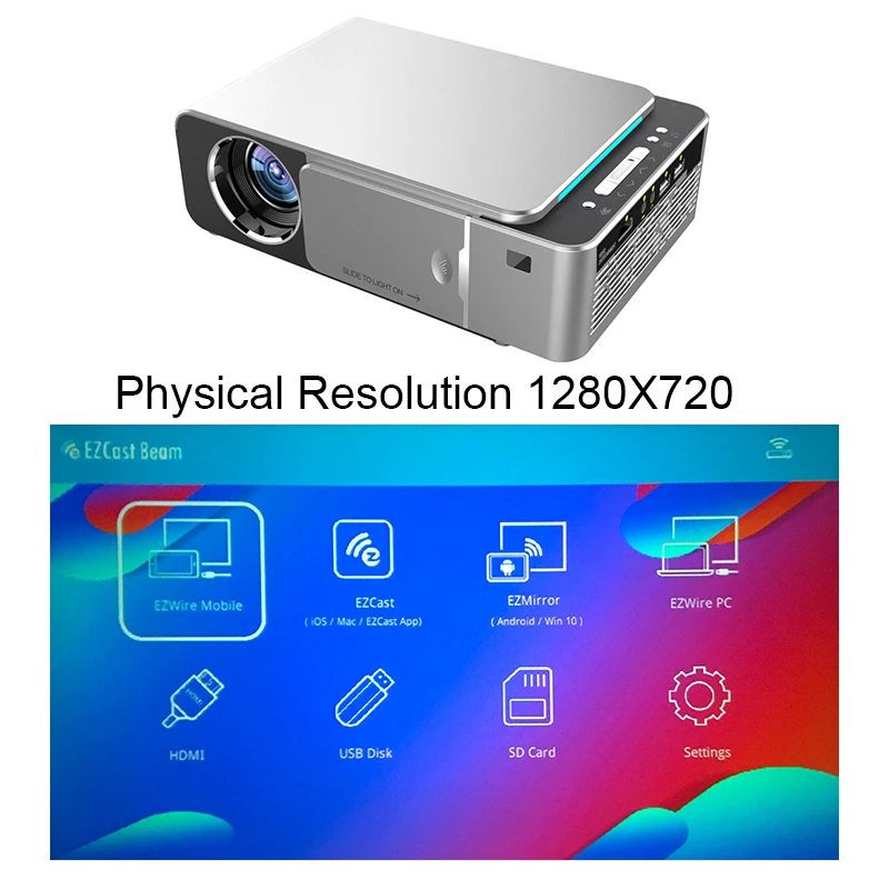 T6-SyncScreen-Silver ALSTON T5 полный светодиодный hd-проектор 2500 люмен HDMI USB 1080p портативный проектор фильмов Beamer - Цвет: T6-SyncScreen-Silver
