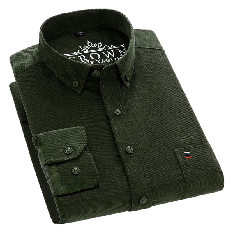 For Men Clothing Blackish Green Clothes Long Sleeve Shirt Men Retro Fashion Men Shirts