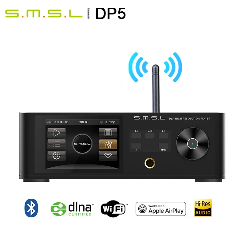 SMSL DP5 ES9038PRO MQA Bluetooth Network Music Player Digital Turntable Decoder Headphone Amplifier AirPlay DINA WiFi DSD256