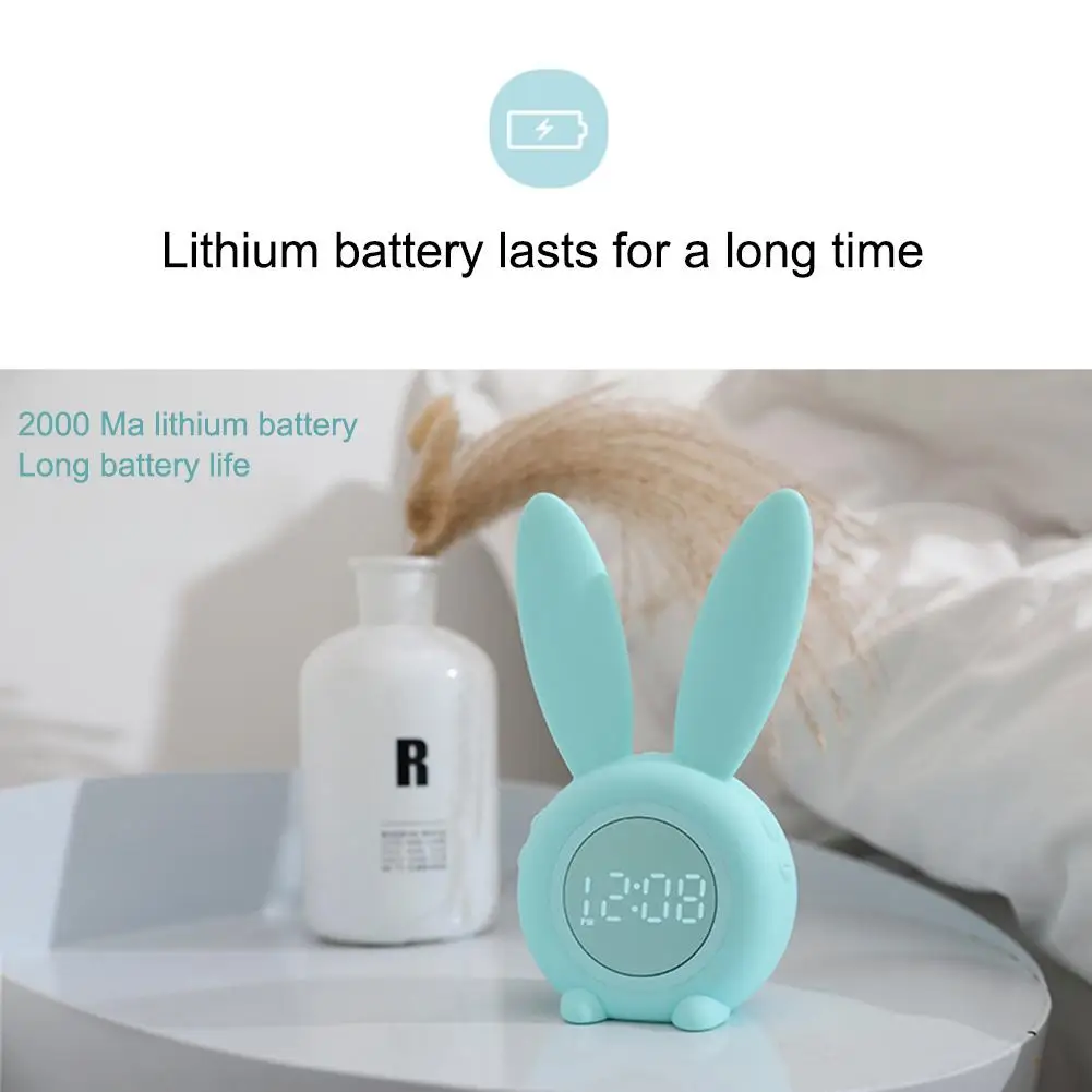 Милый кролик будильник силиконовый индукционный Ночной светильник маленький с