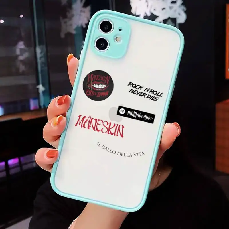 

Maneskin Damiano David Phone Case For iPhone 12 11 Mini Pro XR XS Max 7 8 Plus X Matte transparent blue Back Cover