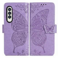 drop protection embossing butterfly flip leather wallet case for samsung galaxy z fold3 fold 3 shockproof kickstand cover coque