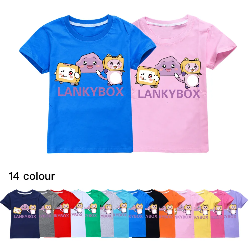 

New Fashion Cartoon T-shirt Lankybox Anime Game Print Tshirt Boys Girls Tee Shirts Summer Short Sleeve Streetwear Children Tops