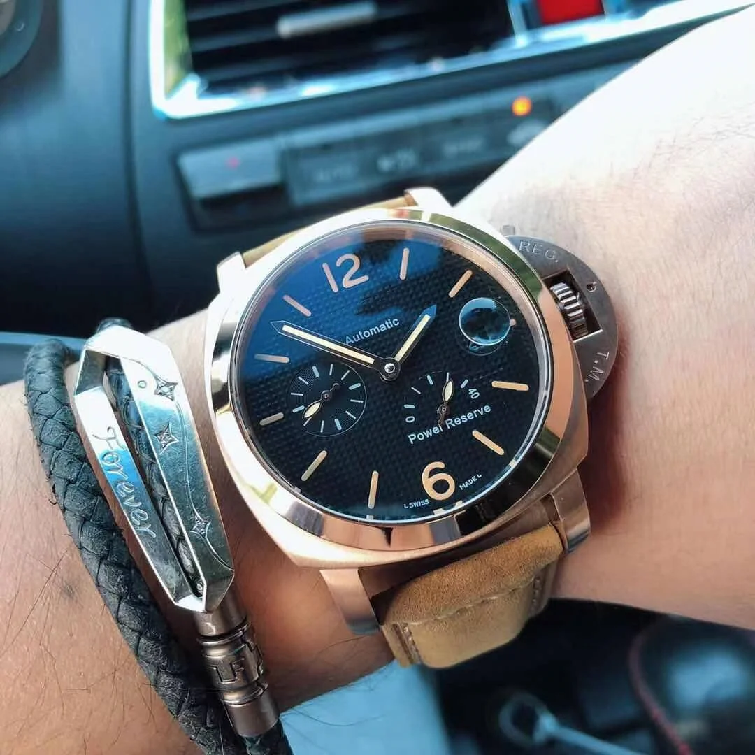 

Men'Watches Mechanical Automatic Watch Relogio PAM01090 Watch For Men 44mm Diameter Leather Strap Black Dial 1:1 Replica Watch