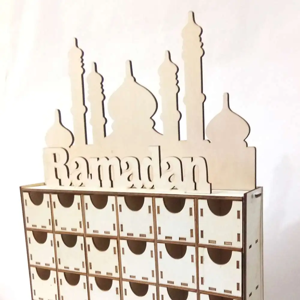 

Wooden Eid Islamic Mubarak Mdf Muslim Ramadan Advent Calendar Diy Decorations Festival Party Accessories