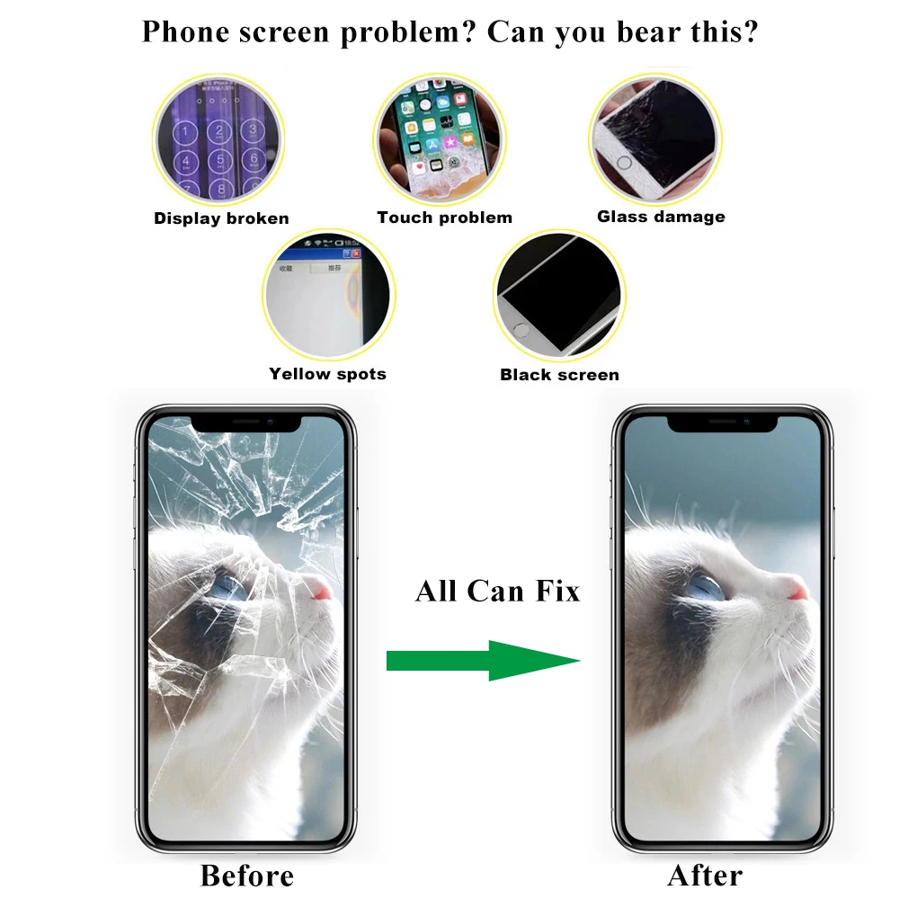 ЖК экран для iPhone 6 6S 7 8 Plus X XR XS MAX ремонта дисплея защита экрана из закаленного