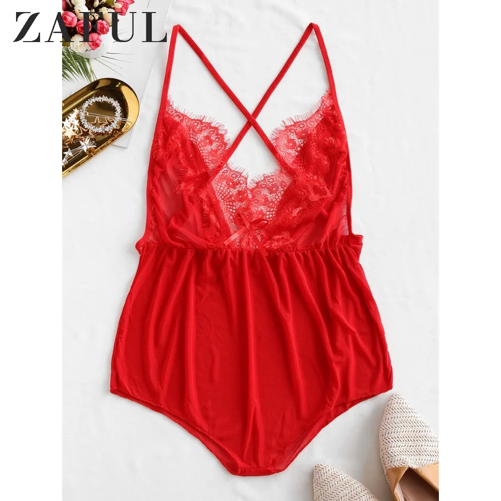 ZAFUL кружевное Прозрачное нижнее белье с открытой спиной женское Сексуальное