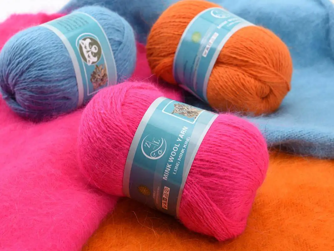 

50 + 20g / set of women's wool sweater plush mink high quality hand-knitted thread ZD