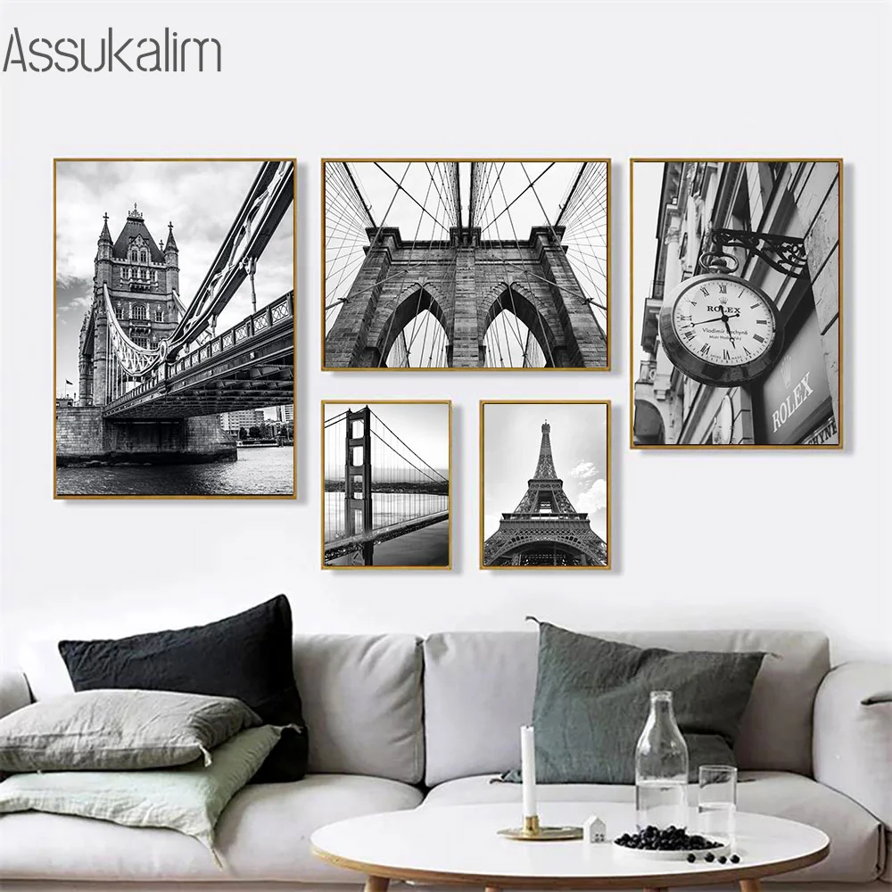 

Черно-белая городская архитектура, холст, искусство, фотообои, Современная печать, настенные картины в скандинавском стиле, декор для гости...