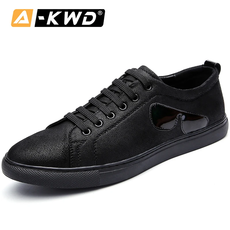 Мужские кожаные кроссовки черные из натуральной кожи роскошная обувь на плоской