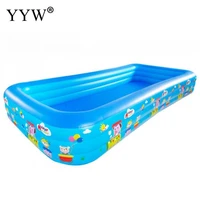 Large Inflatable Pool Printed Cartoon Blue Children Bathing Tub Baby Home Use Paddling Pool Inflatable Square Swimming Pool Kids
