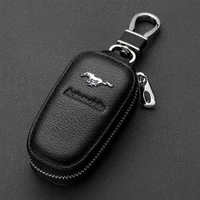 peter leather car logo key cover remote key case for for ford mustang gt shelby car