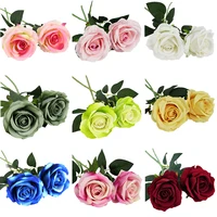 5pcs big silk roses artificial flowers high quality real touch flannel rose for home living room table decor wedding decorations