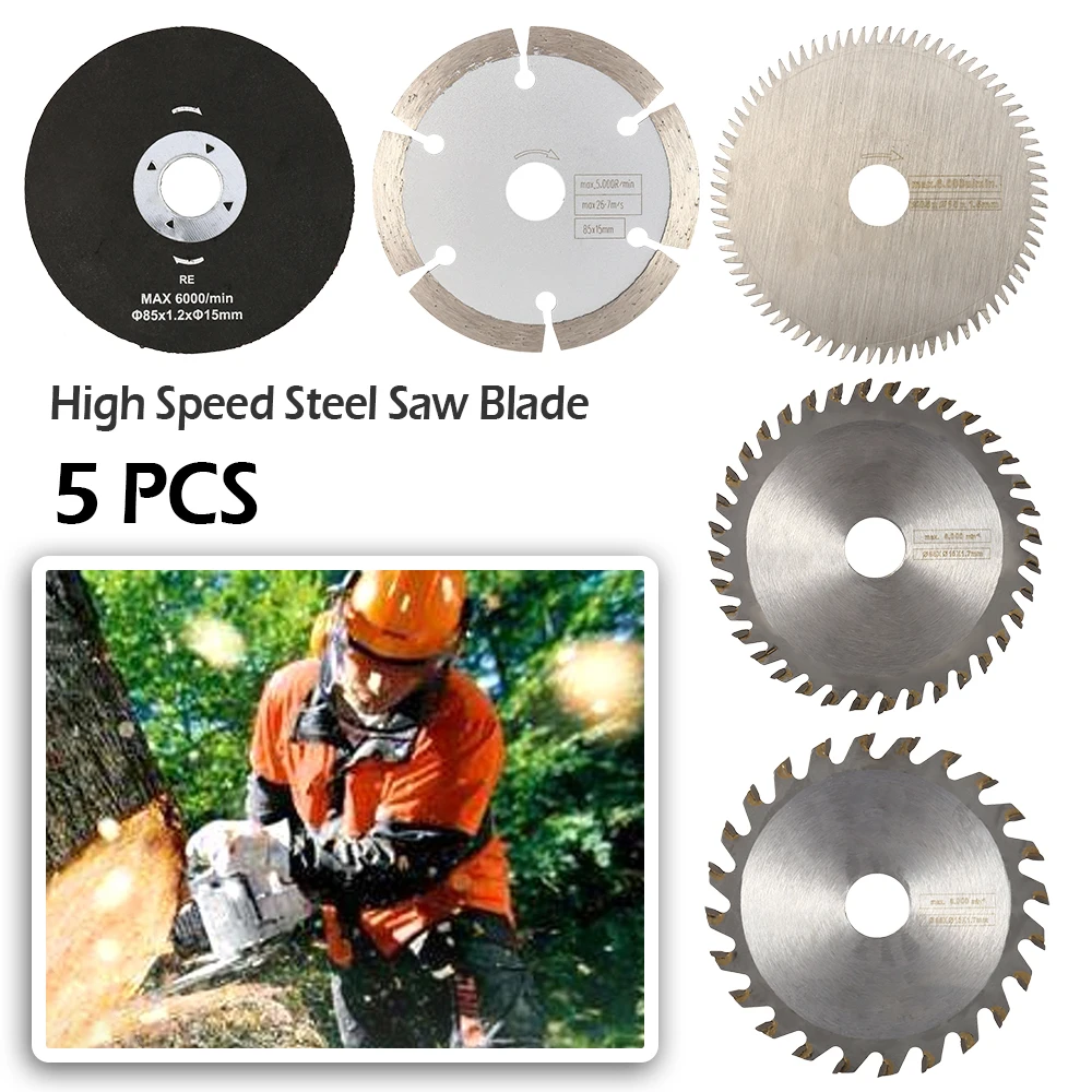 

5Pcs 85mm Saw Blades High-speed-steel Circular Rotary Blade Wheel Discs Mandrel for Tools Wood Cutting Saw Diamond Saw