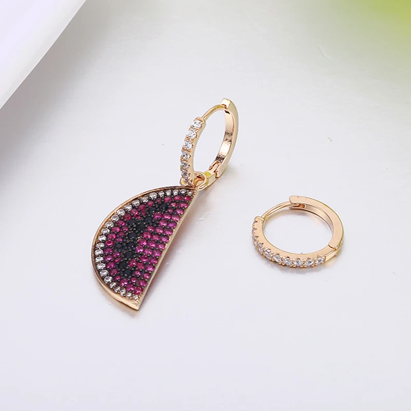 

New Fashion 2019 Zircon Earrings for Women Girls Cute Fruit Watermelon Gold Color Dangle Earrings Luxury Jewelry Gift