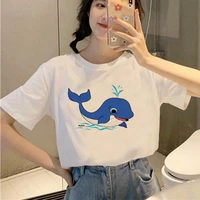 women t shirt cute whale graphic print kawaii short sleeve summer top tees casual fashion white t shirts for lady girls female