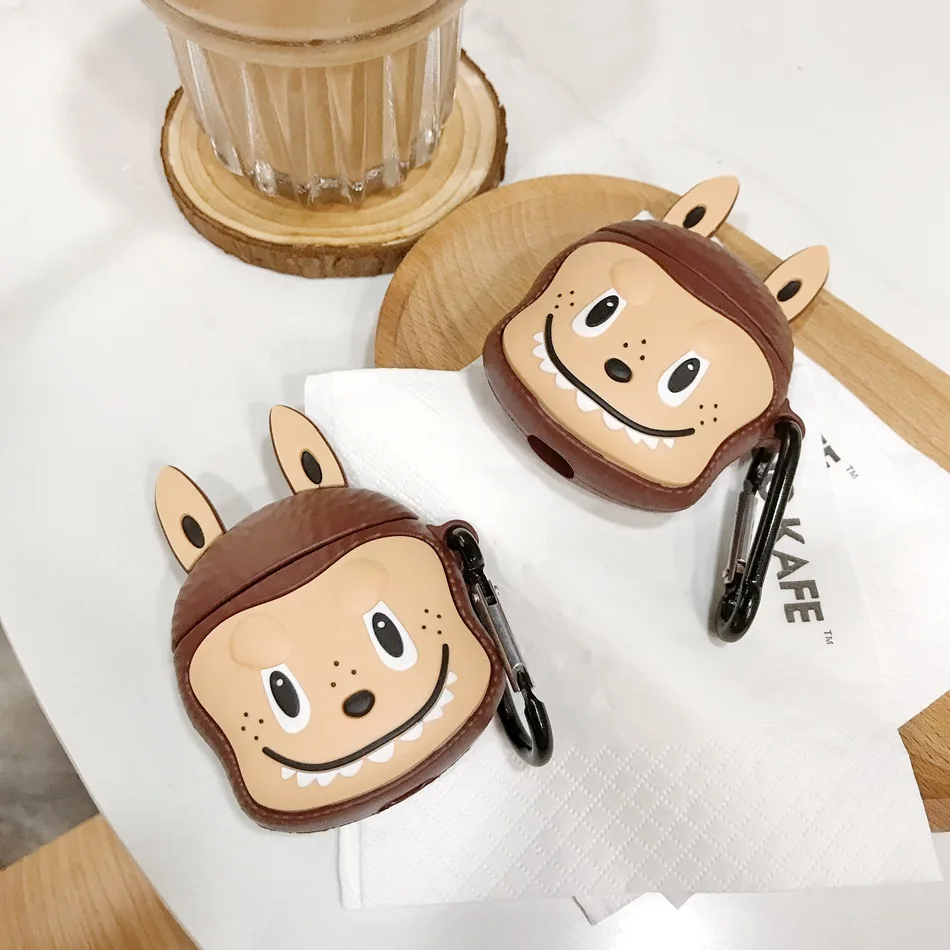 Чехол для наушников с 3d-кошкой Airpods силиконовый чехол розовый Apple Air pods 2 кольцевой