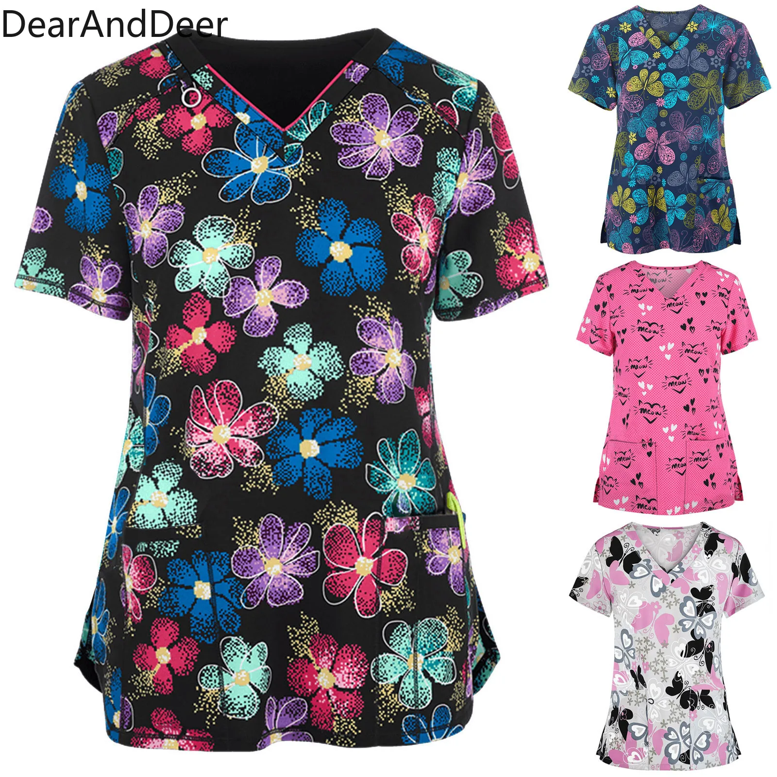 

Новые женские рубашки, одежда для кормления, женские рождественские повседневные топы с коротким рукавом и V-образным вырезом с принтом