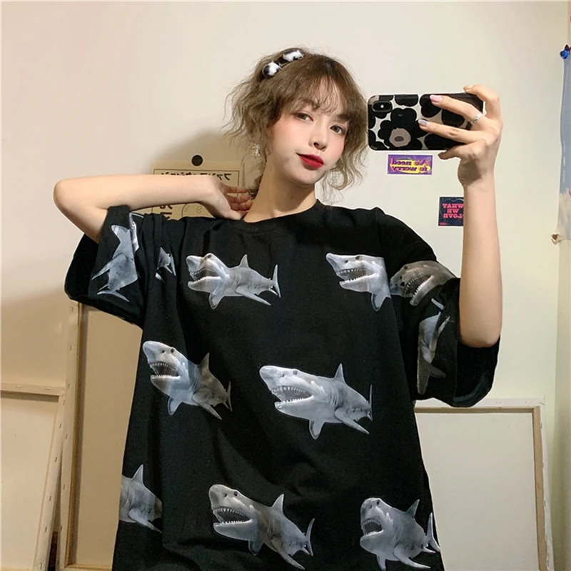 

Tops short-sleeved women's t-shirt loose casual oversized chucky clothes korean harajuku t shirt vintage graphic tee top