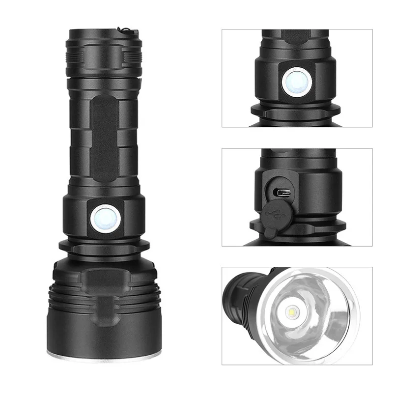 Самый мощный светодиодный фонарик XM L2 XHP70 наружный фонарь тактический USB