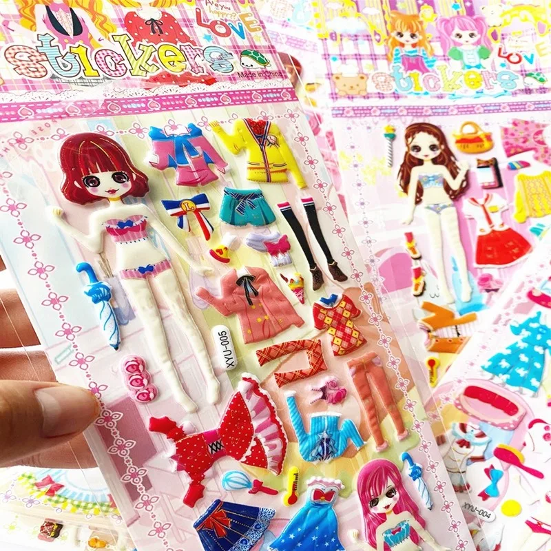 

10pcs New Three-dimensional Cartoon Replacement Sticker Kindergarten Reward Puzzle Early Teaching Repeated Stickers