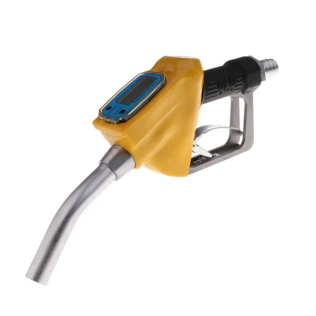 

Yellow Fuel Gasoline Petrol Oil Delivery Gun 1'' Nozzle W/ Flow Meter