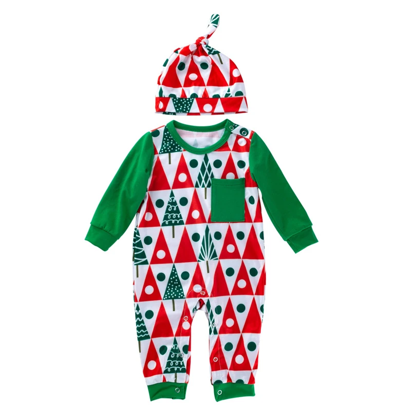 Хлопковый Рождественский костюм для ползания с длинными рукавами одежда малышей