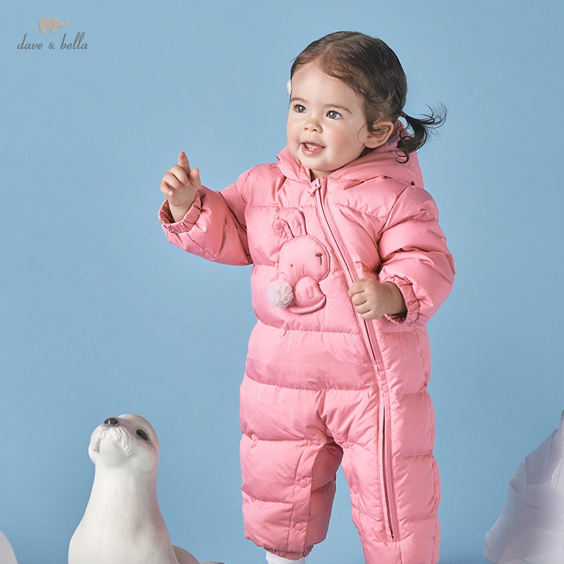 

DBM20223 Дэйв Белла Зимние Новорожденные унисекс модные Мультяшные пуховые Комбинезоны Одежда для младенцев малышей Детский комбинезон 1 шт.
