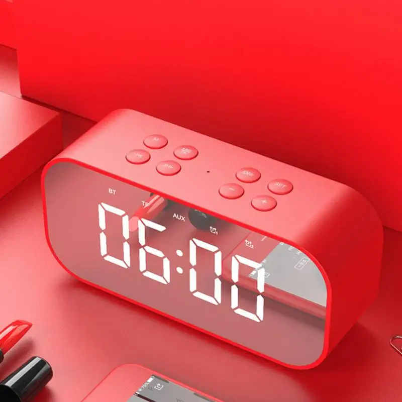 Время повтора беспроводной мини ЖК Bluetooth динамик портативный зеркало будильник