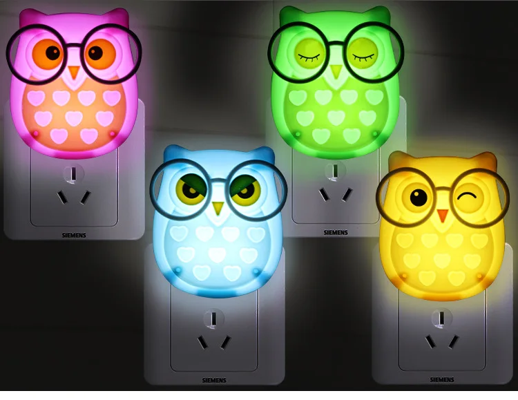 Owl Baby Night light Automatic Sensor Light Control Lamp Plug Child Kids Room Led Animal Socket veilleuse | Лампы и освещение
