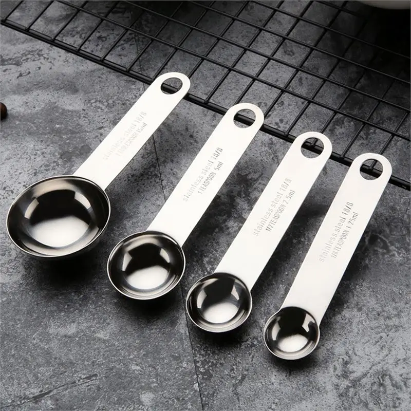 

Multipurpose Food-Grade Stainless Steel Measuring Spoon Coffee Powder Spice Measure Scoop 4pcs/Set Kitchen Baking Tools