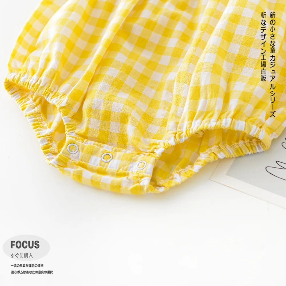 

Newborn Body Suit Todder Clothes Set Baby Girl Cotton Short Sleeve Plaid Bodysuit Kid Clothes Set Girls Sunsuit Infant Clothing