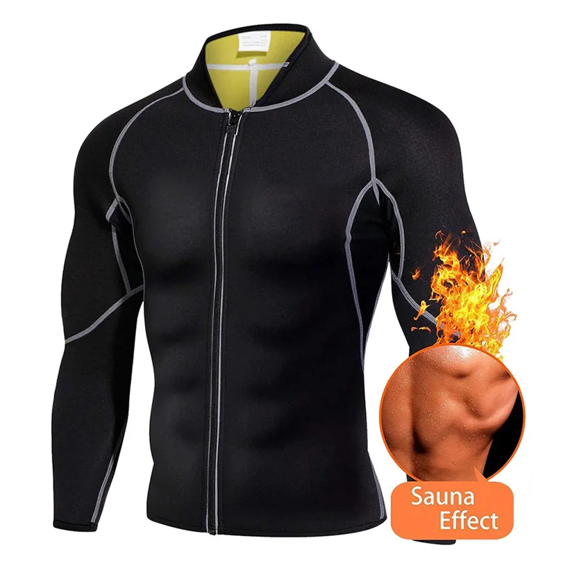 Мужская спортивная куртка с длинными рукавами эластичная для похудения бега