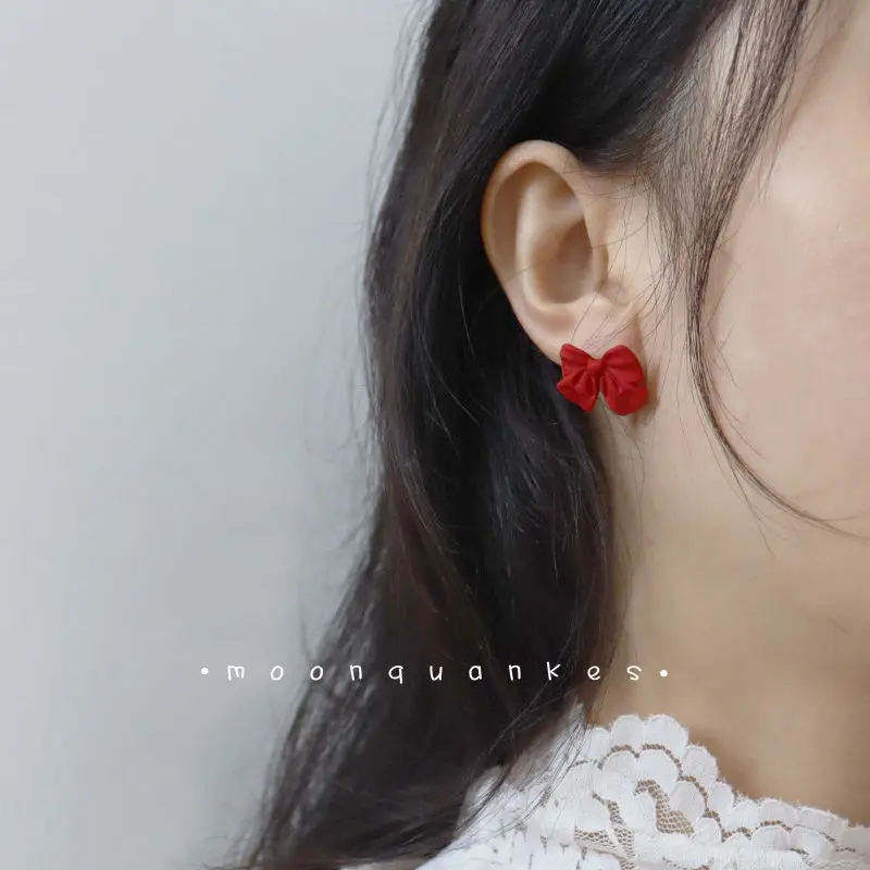 

INS Frosted Girl Bow Sweet web celebrity Earring Pendant 2021 Trend accessories