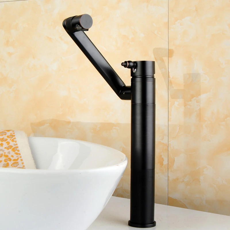 

Bathroom Faucet Black Basin Sink Faucet Single Handle Rotatable Water Taps Brass Wash Basin Taps