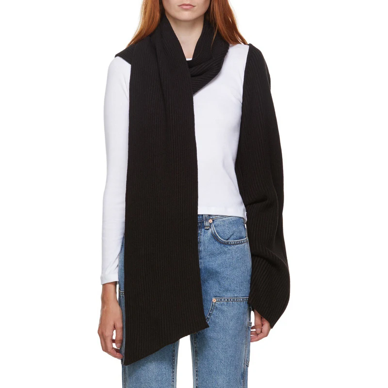 

2021 Autumn Winter 10.26 New Women High Street Comfortable Fashion Rib Knit Scarf Sleeve Ring Shawl