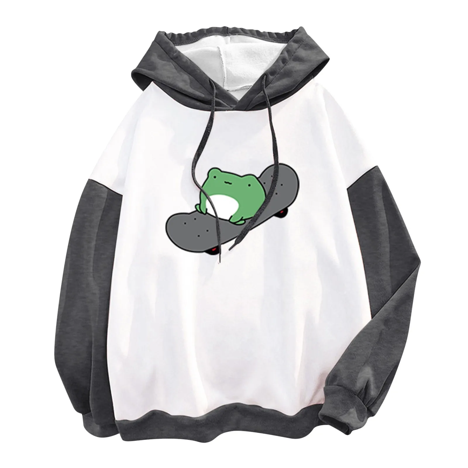

Women's Fashion New Hooded Stitching Cute Plus Velvet Long-Sleeve Sweatshirt Top Ladies hoodie stitching print sweater top