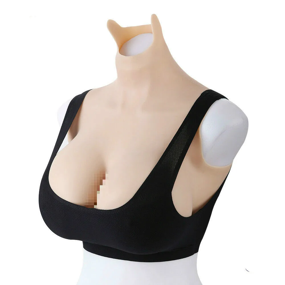 Halfbody Soft Silicone False Boobs Suit Crossdresser Drag Queen HH Cup Fake Breast Forms
