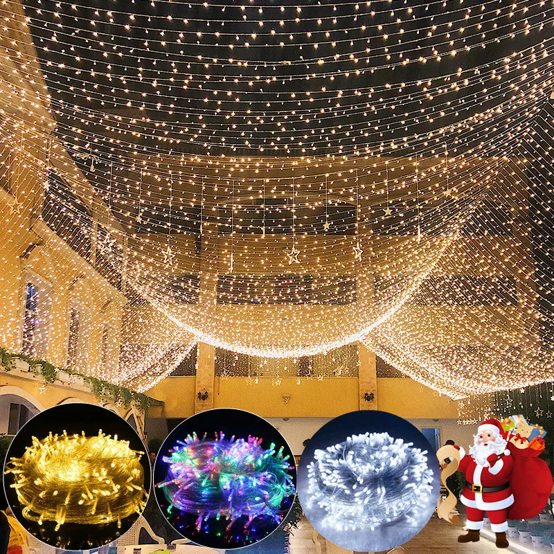 

christmas tree garland Christmas Lights Led String Lights 100M 10M 3M Luces Decoracion Fairy Light Holiday New year's garland