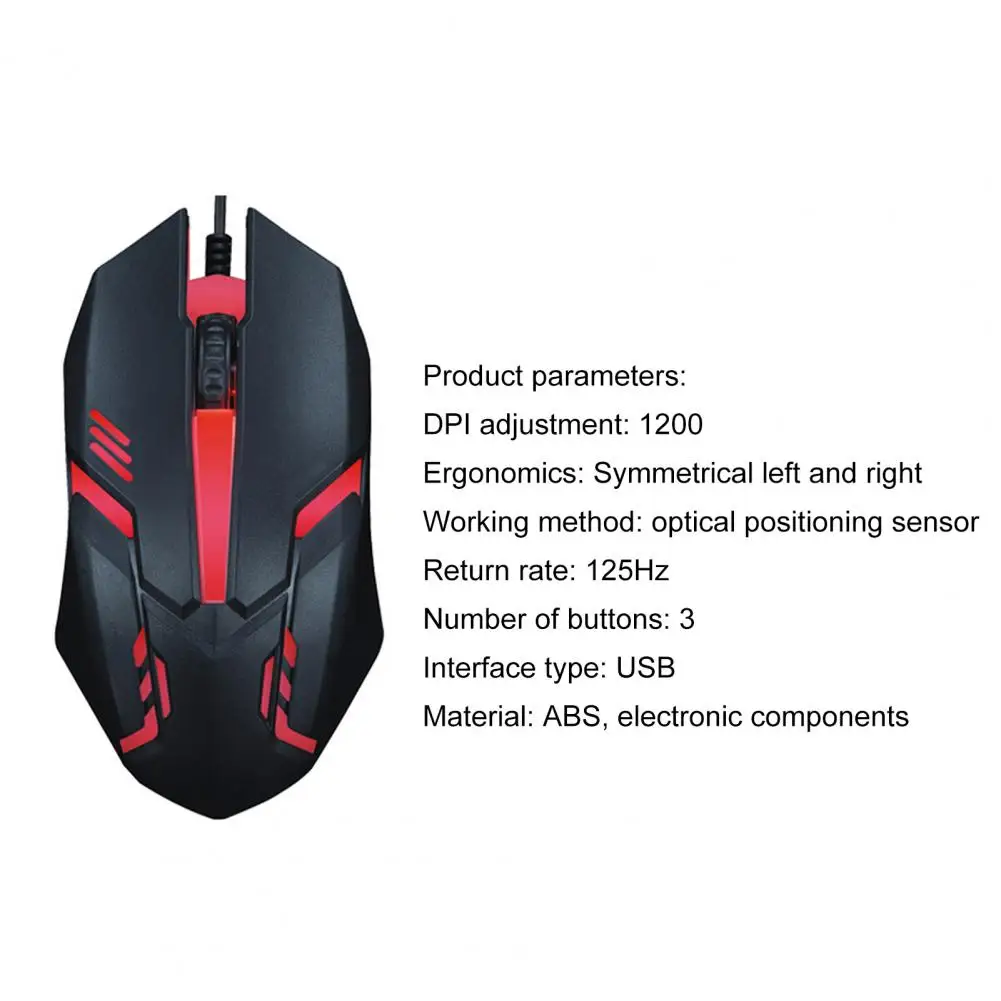 

OP-20 Gaming Mouse 1200DPI Luminous Mini Portable Wired Mouse for Office