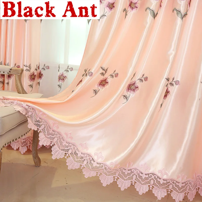 В европейском стиле с цветочной вышивкой Шторы сплошные оконные Спальня